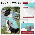 Dog Cooling Jacket for Large Dogs, Pet Cooling Vest with Mesh and D Ring, Dog Reflective Stripe Cooler Jacket for Beach, Hiking, Walking, Blue-L