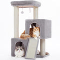 PAWZ Road Large Cat Tree, 45" Heavy Duty Cat Tower with Dual Condos, Gray | thick scratching posts(φ4.3"), 21"x21" spacious perch, large scratching ramp, dual condos for large&maine cats