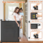 EZIGO 71 Inch Retractable Baby Gates Extra Wide Baby Dog Gate for Stairs | 34 Inch Tall Retractable Dog Gate, One-Hand Operation Mesh Safety Pet Gate for Deck, Porch, Doorways Indoor Outdoor, Black