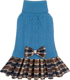KYEESE Dog Sweater Dress Turtleneck Thick Knit Pullover for Cold Weather | Stretchy Fit, Lightweight & Warm, Cozy Knit Comfort, Cute Bow Accent, Gentle on Sensitive Skin, Comfortable Daily Wear
