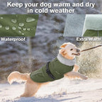 Lelepet Dog Coats for Medium Dogs Waterproof Dog Jacket with Adjustable Fit | Reflective Fleeve Vest Adjustable Hook & Loop Closure Cold Weather Coats for Small Medium Large Dogs,Leash Hole Army Green, M