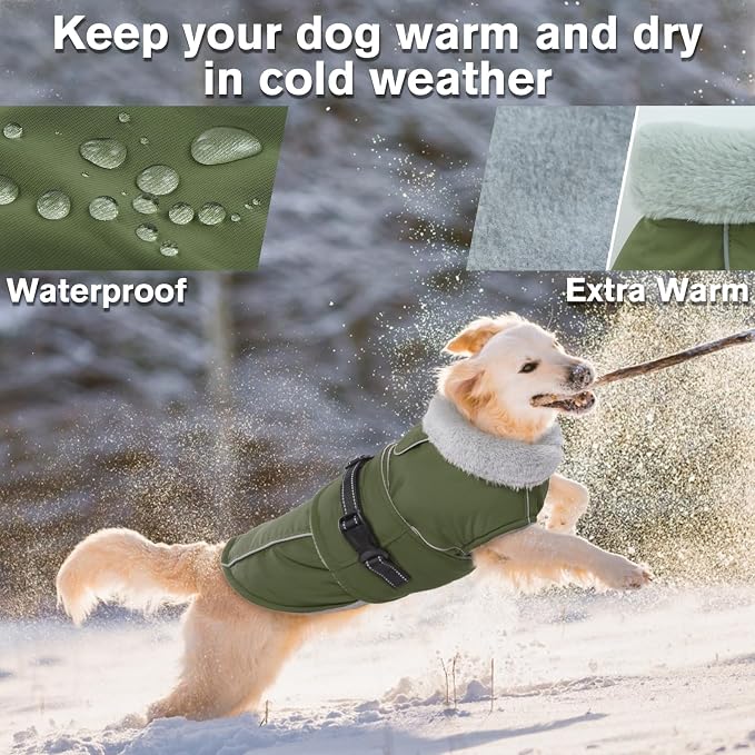 Lelepet Dog Coats for Large Dogs Waterproof Dog Jacket with Adjustable Fit | Windproof Cold Weather Coats with Adjustable Buckle & Leash Hole Reflective Winter Jackets for Extra Large Dogs, XXXL