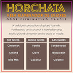 Horchata Odor Eliminating Highly Fragranced Candle - Eliminates 95% of Pet, Smoke, Food, and Other Smells Quickly - Up to 80 Hour Burn time - 12 Ounce Premium Soy Blend