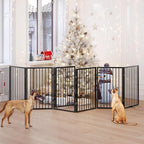 Vantas 120" x 32" Foldable Freestanding Extra Wide Dog Gate with Door,Black | Pet Gate for Stairs and Doorways, Renter Friendly No Drill, Indoor Pet Fence Extra Wide, Easy Storage, With Support Feet