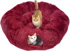 Avont Cat Tunnel Bed, Washable Cushion, Large 3-in-1 Play Tube for Cats | Play, Rest & Snuggle | Spacious for Big Cats | Durable Toggle Design | Removable Washable Cushion | Red