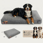 Sytopia 47 Inch Durable Indestructible Dog Beds for XXL Dogs, Chew Proof Waterproof Pet Crate Pad with Machine Washable Removable Cover, Great for Indoor, Outdoor, Crate, Patio Use, Grey