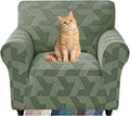 ZNSAYOTX Stretch Armchair Covers for, 1-Piece Chair Slipcovers for Living Room, Furniture Protector with Elastic Bottom for Dogs Cats Kids Geometrical Jacquard Fabric (Small, Army Green)