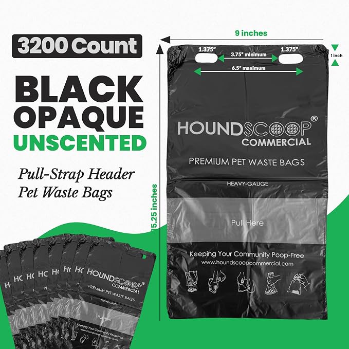 3200 Ct XL Pull-Strap Header Pet Waste Bags for HOA Stations | Commercial XL Pull-Strap Header Dog Poop Bags, 32x100 Bags, Leakproof, Strong, Easy Single Pull for Poop Station Dispensers