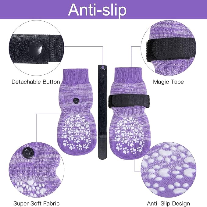 EXPAWLORER 6PCS Anti-Slip Dog Socks to Prevent Licking Paws,Dog Shoes for Hot Pavement,Best Paw Protector Traction Control on Hardwood Floor,Dog Booties for Puppy Small Medium Large Senior Dogs