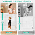 EZIGO 196 Inch Retractable Baby Gates, 41 Inch Extra Tall Retractable Gate | Reinforced Retractable Dog Gate with Rods, 16.3FT Extra Long Mesh Pet Gate for Stairs Hallways Doorway Indoor Outdoor, White