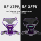 BARKBAY No Pull Dog Harness Front Clip Heavy Duty Reflective Easy Control Handle for Large Dog Walking(Violet Purple & Purple,XL)
