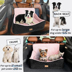 JOEJOY Dog Car Seat for Medium/Large Dogs - Reversible Dual-Sided Travel Dog Car Bed with Memory Foam, Washable Pet Booster Seat for Dogs up to 55 lbs or 2 Small Dogs, 2 Safety Leashes, Pink