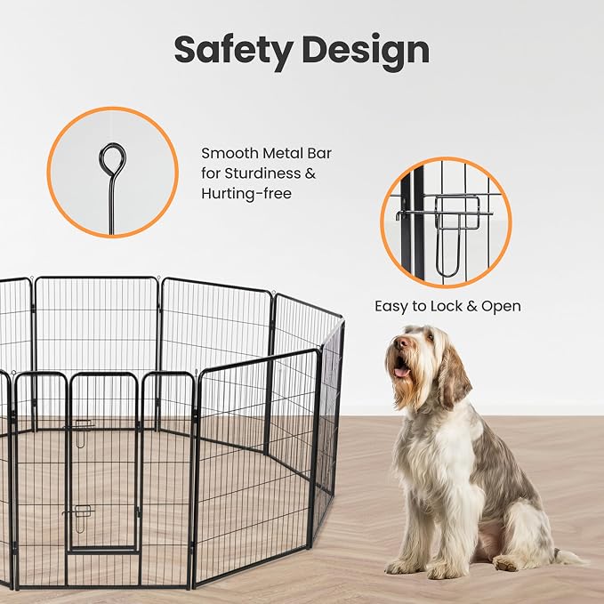 Simple Deluxe Dog Playpen Outdoor Indoor, 40 Inch 16 Panels Dog Fence for Small/Medium/Large Dogs Puppy, Perfect Dog Pen for Camping, Yard, RV, Garden Fence, Black