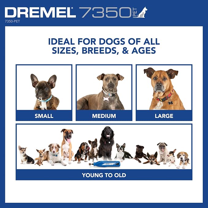 Dremel 7350-PET 4V Pet & Dog Nail Grinder, Easy-To-Use & Safe Nail Trimmer, Professional Pet Grooming Kit - Works on Large, Medium, Small Dogs & Cats