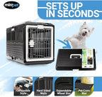 Pet Carrier with Pad, 26.4" Lx15.3 Wx18.8 H - Collapsible Travel Kit for Medium Cats & Dogs, Hard Plastic Wall Kennel for Indoor/Outdoor Use
