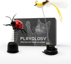 Playology Cat Toys | Limited Edition Toys - Suction Cup Springbird with Feathers & Pop-Up Ladybug Treater | Interactive Fun for Indoor Cats