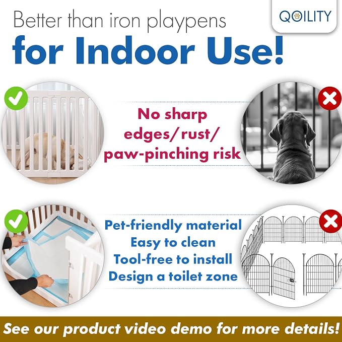 Indoor Dog Playpen w/Door, Modular 2 Room & Toilet Area, 12 Panels & 2 Doors, Height 25.6 Inch, White