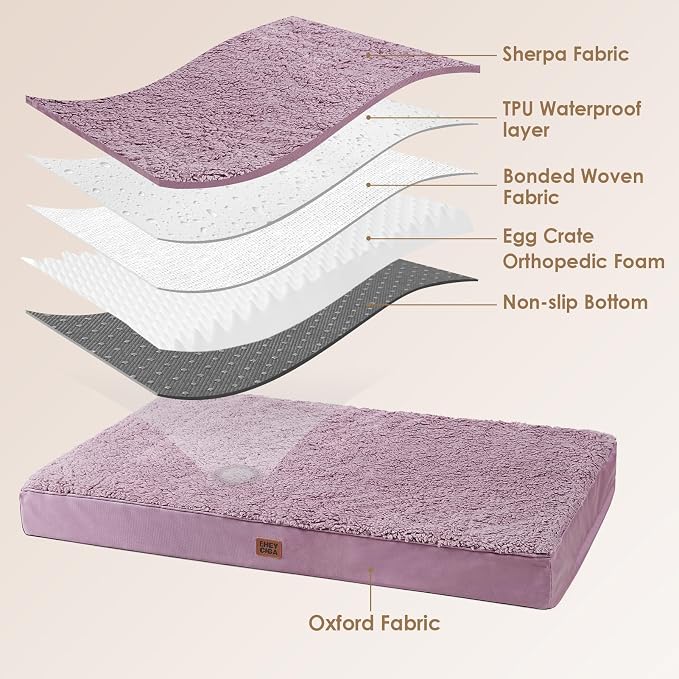 EHEYCIGA Orthopedic Dog Bed Large with Removable Washable Cover,35x23 | Egg Crate Foam Support,Durable Oxford fabric,Non-Slip Bottom,Machine Washable,Soft Waterproof Plush Pet Bed Mat For Crate