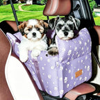 Center Console Dog Car Seat for Medium Dogs,Purple | Portable Armrest Booster With Soft Cushion Safety Belt, Up To 21 Lbs