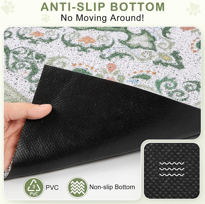 Unicorn Catcher 24"x15" Cat Litter Mat Non-Slip Washable Litter Box Mat | High-Density PVC Litter Catcher Mat Efficiently Traps Scattered Litter From Paws To Keep Floors Clean