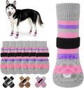 KOOLTAIL Anti Slip Dog Socks to Prevent Licking Paws and Slipping, Extra-Thick Grip Pet Boots & Paw Protectors, Winter Warm Puppy Shoes Booties for Hardwood Floors Small Medium Large Senior Dogs, L