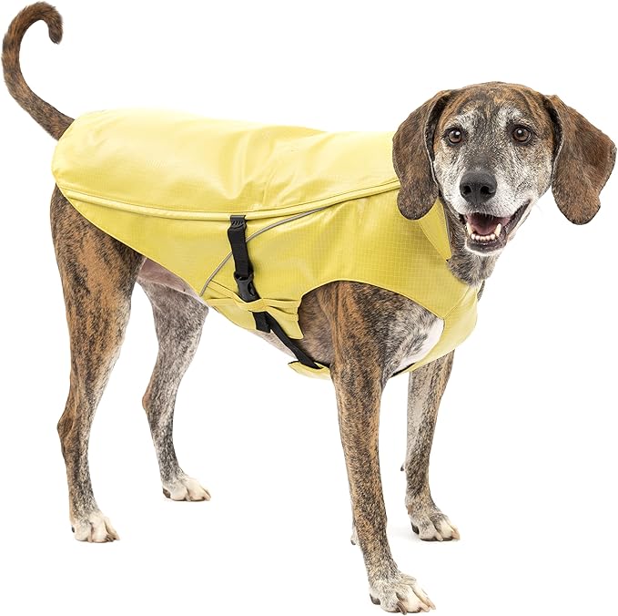 Kurgo Halifax Rain Shell, Slicker Yellow, Large | Waterproof Rain Jacket for Dogs, Ideal for Rain or Sleet, Reflective Accents, Leash Opening, Quick Release Buckles