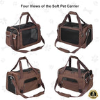 EliteField Deluxe Soft Pet Carrier for Cats and Dogs (3-Year Warranty) | Airline Approved, Waterproof Fabric, Scratch-Resistant Mesh, Expandable Mat, Built-In Leash, Suitcase Sleeve, Seat Belt Loops