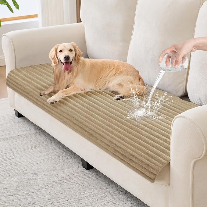 100% Waterproof Couch Covers for Dogs, 35"×70.9" Washable Couch Cover, Non Slip Sectional Couch Covers for 3 Cushion Sofa Cover Pet Friendly, Cat and Dog Couch Bed Cover-Camel
