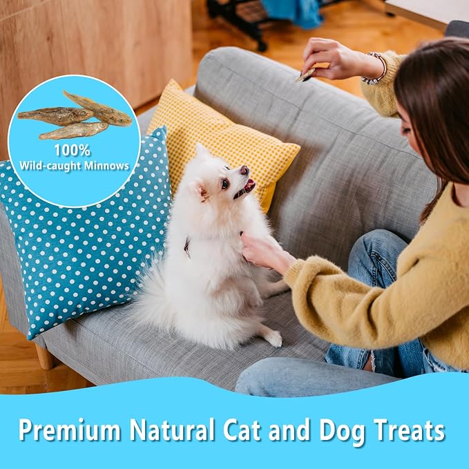 Minnows 8 oz Freeze Dried Minnows, 100% Natural Premium Cat & Dog Treats, Freeze Dried Pet Treats for Cats Dogs Bulk Package (8 OZ)