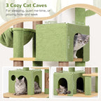 Globlazer F71 Cactus Cat Tree Tall, 71in Cat Tower for Indoor Cats, Green | Multi-Level 3 Condos for Indoor Cats, XL Cat Tree Tower with Scratching Posts, Soft Extra Large Hanging Basket