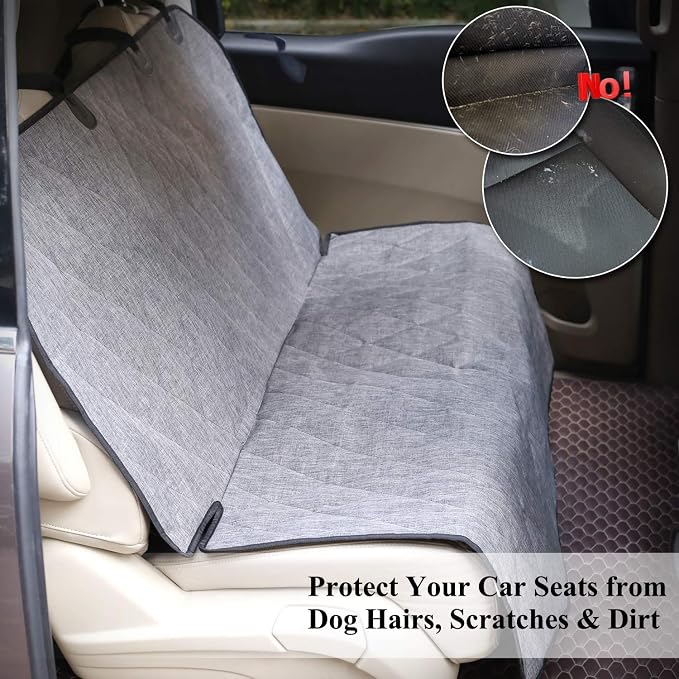 VIVAGLORY Dog Seat Covers, Dog Backseat Cover Pet Bench Protectors with Anti-Slip Backing, Back Seats Cover Rear Seat Covers Car Seat Cover for Dogs, Heather Black, 46" L * 52" W | Backseat Cover for Car Suv & Truck, Back Rear Backseat Bench Protector