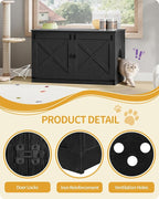 Hzuaneri Cat Litter Box Enclosure, Hidden Litter Box Furniture with Divider | Wooden Cat Cabinet with Removable Dividers, Reversible Entrance Left or Right Side, Cat Washroom, Black CB84704X