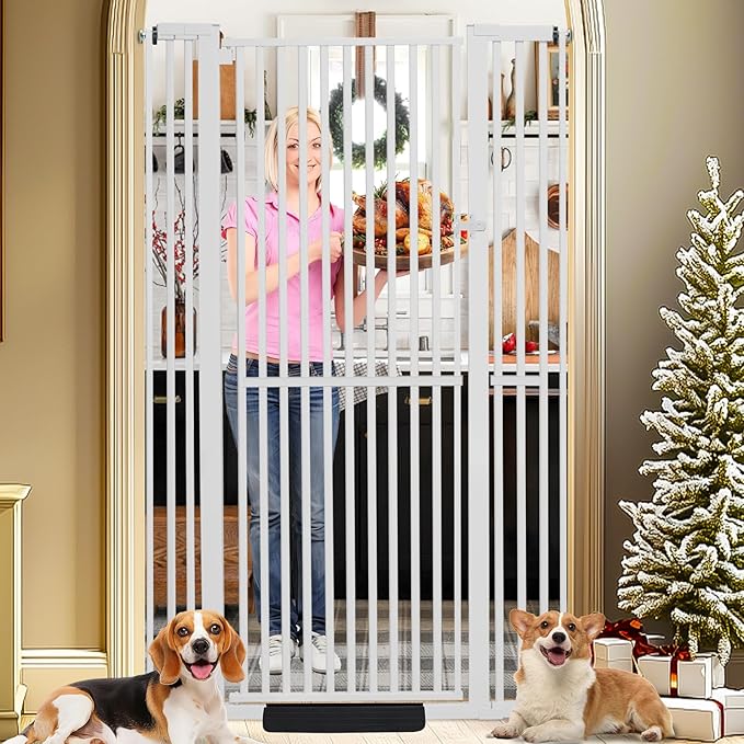 SHYUJAJIE 71 Inch Extra Tall Pet Gate for Cats | 29.92"-43" Adjustable Wide Dog Gates,Pressure Mounted Walk Through Tall Pets Gate for Doorways,Hallway,Stairs,White