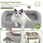 Small Cat Tree Tower for Indoor Cats, 40 in Medium Cat Bed Scratching Posts | Multi Level Compact Kitty Kitten Houses Climbing Trees Stands with 2 Condos Sisal Post Perch Platform Hammock Plush Toy Balls
