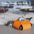 Cat Tunnel, Cat Cave for Indoor Cats Bed,Scratch Resistant Cat Toys for Medium Large Cats Hide and Seek Toy (Amber Orange)