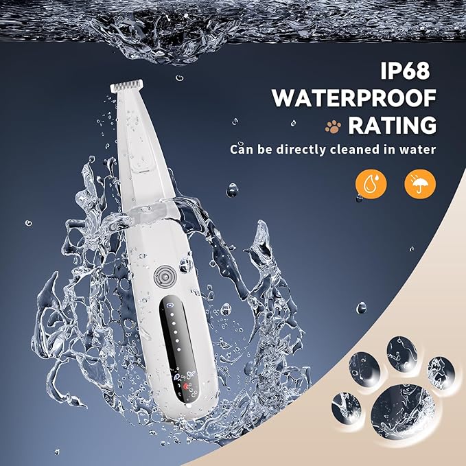 2026 New Pet Precision Trimmer, Dog Paw Trimmer with LED Light, Ultra Quiet | IP68 Waterproof, Dual-Speed Motor, Suit for Trimming Paw, Ear, Face, Butt, Eyebrows, USB Rechageble