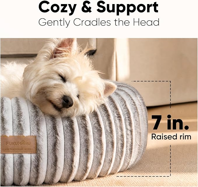 FUKUMARU Dog Bed, 30" Orthopedic Dog Beds for Medium Dogs, Donut Cat Beds | Gradient Color Calming Dog Bed Medium Size, Round Pet Beds with Washable Cover, Luxury Comfy Cat Bed for Indoor Cats, Coffee