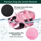 Kuoser Dog Life Jacket, High Flotation Reflective Dog Life Vest, Pink, XS | Adjustable Dog Lifejackets for Small Medium Large Dogs, Lifevest with Rescue Handle for Swimming, Boating, Lake, Beach & Pool