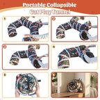 Cat Tunnel for Indoor Entertainment, Tear-Resistant Cat Play Tube with Play Ball, Collapsible Pet Tube with Interactive Peephole, Ideal for Outdoor Exercise for Kittens Puppies Rabbits (8-Shaped)