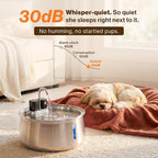 Selene Wireless Doggy Fountain, 7L (1.85 Gal) Cordless Dog Water Fountain for Dogs Inside, Stainless Steel Pet Fountain, 4-Layer Filtration, 30-Day Battery