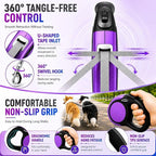 Double Retractable Dog Leash for Two Dogs Up to 115 lbs - 18.6 ft Coupler Leashes for Small Medium Dogs - One Locked System, Non Slip Grip, Tangle Free (Purple)