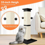 Cat Scratching Post 33 Inch Nature Sisal Cat Scratch Post for Indoor Cats, Large Cat Scratcher Protect Your Furniture, Black
