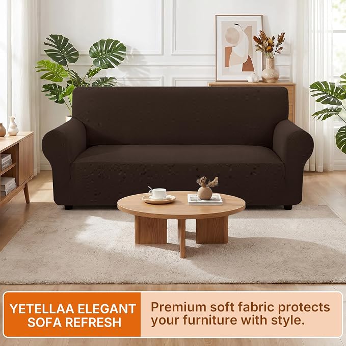 XINEAGE Stretch 2 Seater Slipcover, Non-Slip Pet Couch Cover,Dark Coffee | Washable Furniture Protector, Elastic Bottom, Dogs & Cats Friendly, Scratch-resistant, Fast Setup, High Elasticity