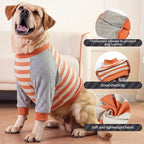 FUAMEY Dog Recovery Sleeve with Elbow Protector, Orange Stripes, L | Stop Licking Joints, Long Sleeve Suit, Protecting Front Leg Arm Wounds, Cover Skin Conditions,Alternative to Cone