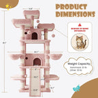 SHA CERLIN 81 Inches Extra Large Cat Tree for Indoor Adult Cats/XXL Big Cat Tower with Condo/Cozy Perches/Sisal Scratching Posts and Hammocks/Activity Center/F80/Heavy Duty/Pink