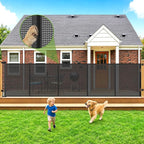 48" Tall 150" Wide Outdoor Retractable Gate for Dogs, All-Weather Resistant | Rustproof Stainless Steel Hardware, Reinforced Tall Retractable Baby Gates Outdoor Retractable Fence, Easy Install, Black