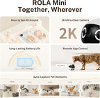 Enabot EBO ROLA Mini Pet Camera Robot: 2K FamilyBot Mobile Home Companion | Whole-Home Mobility, Two-Way Talk, Night Vision, Long Battery Life, Local Storage, Long Distance Gift