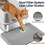Stainless Steel Cat Litter Box with Lid,XL Extra Large Litter Box | Metal litter box for Big Cats with High Sided,2Pack,Non-Sticky,Easy Cleaning, Include Litter Mat & Scoop,23x14.6x9.9in