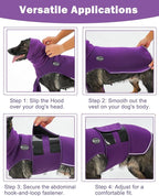 Meifsou Dog Anxiety Vest with Hood, Skin-Friendly Thunder Jacket for Dogs, All-in-One Dog Calming Shirt with Hood for Thunder, Fireworks, Separation - Keep Pet Calm Without Medicine, Purple, XL