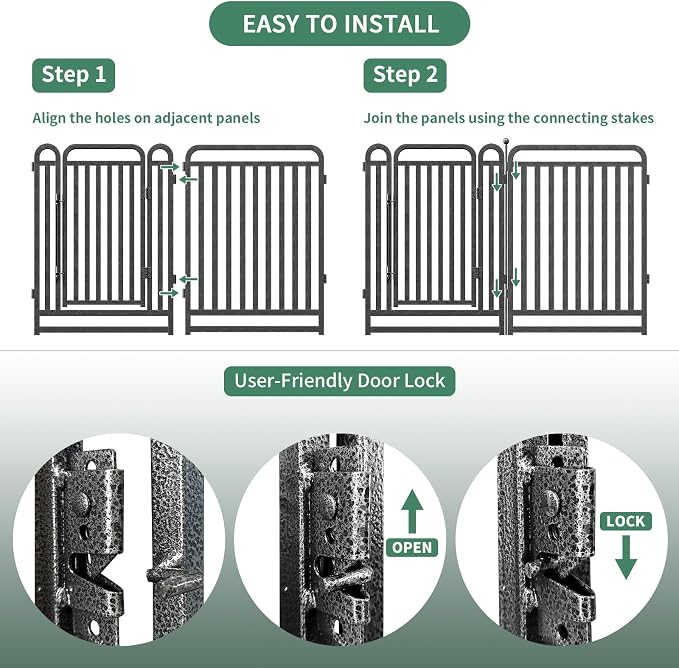 40 Inch Dog Playpen Outdoor, 12 Panels Puppy Playpen Heavy Duty Dog Play Pen Indoors, Rust Resistant Dog Pen for Large/Medium/Small Dogs, Dog Fence for RV Camping